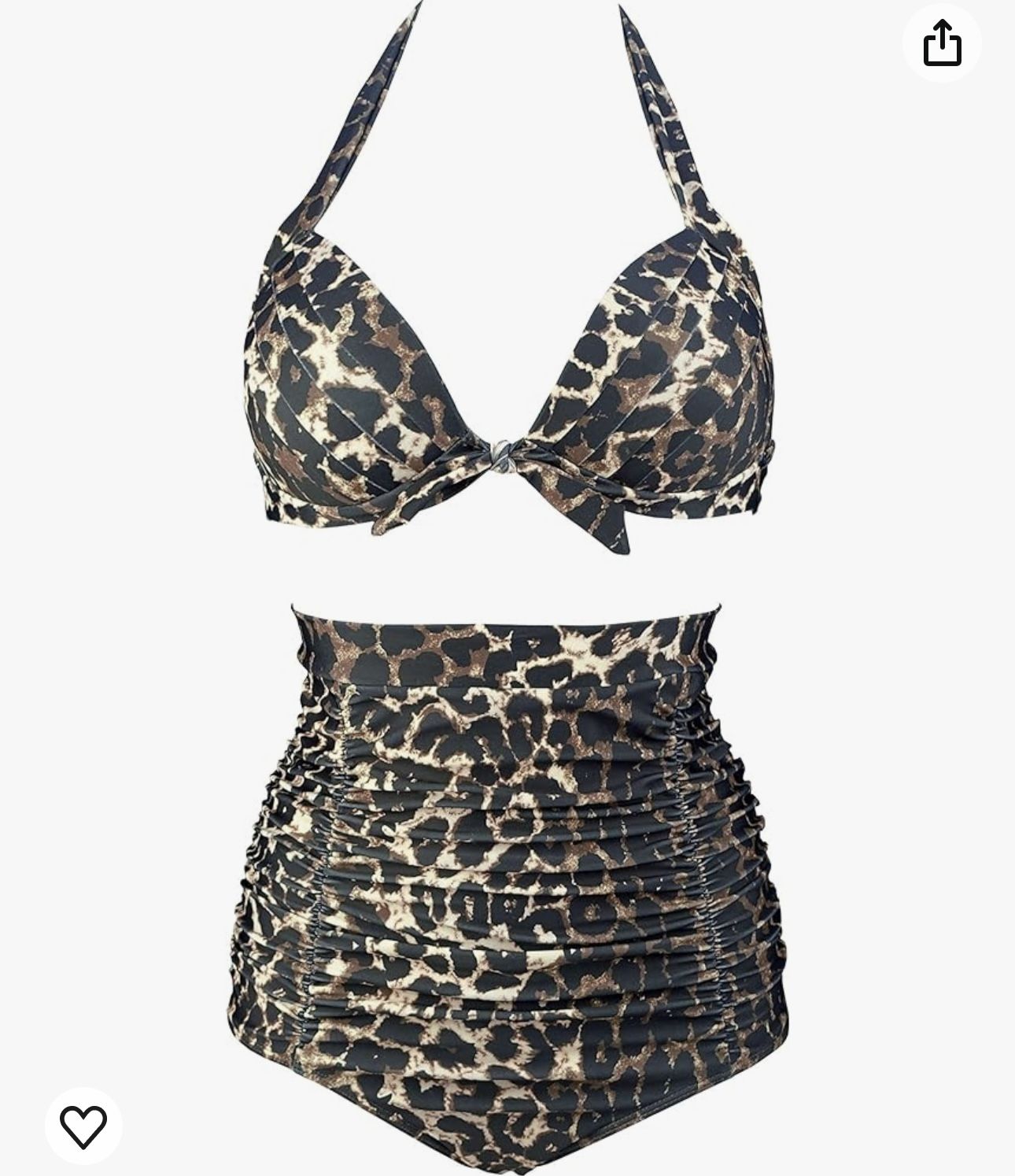 Cocoship Leopard Print High Waisted Bikini Size XL