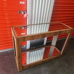 Console Table Wooden, Mirror Top And Bottom 