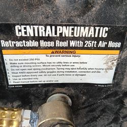 Central Pneumatic Retractable 25ft Air Hose Reel