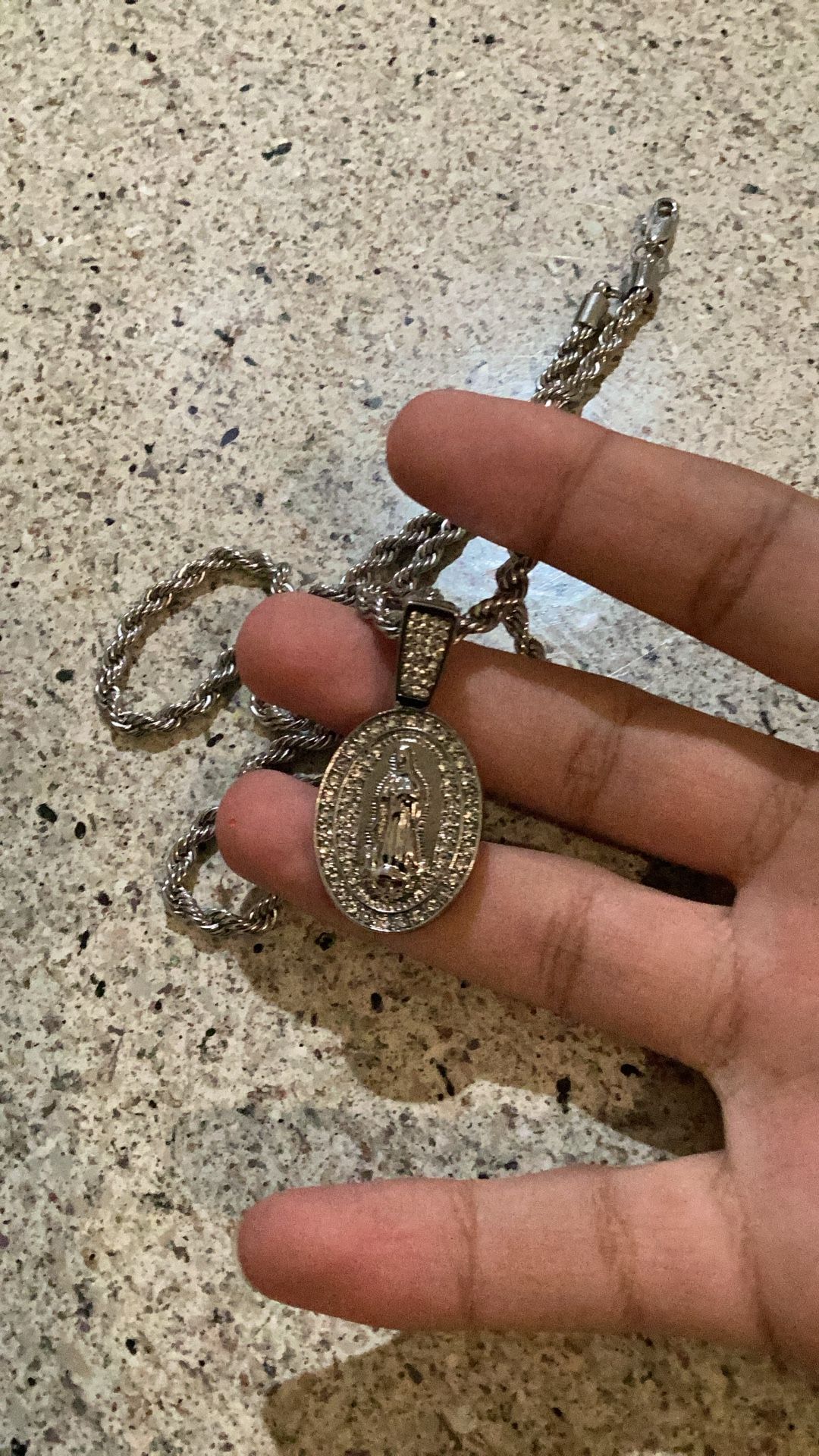 Virgin Mary Silver Chain