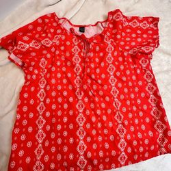 Shein | Orange And White | Women Blouse | Medium Size 6