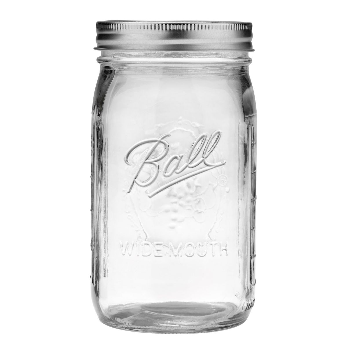 BALL 32oz Wide Mouth Quart Canning Mason Jars, Lids Bands Clear Glass 12 Pack. Condition is "New and sealed.
