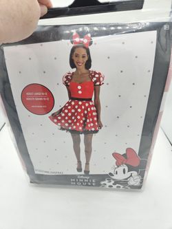 New Disney Minnie Mouse Adult Large 10-12 Costume Halloween Cosplay Dress Ears