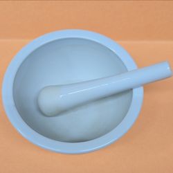 Vintage White Ceramic Mortar and Pestle Set