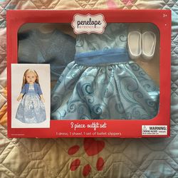 Penelope & Friends 3 Pc Outfit Set (Blue Dress)
