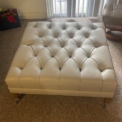 Gray Lether Ottoman 