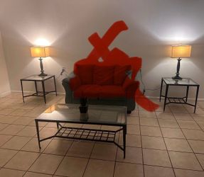 Glass tables and Lamps