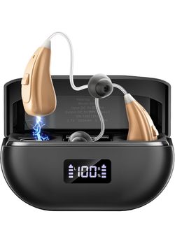 Hearing Aids for Seniors & Adults, Hearing Device with Noise Cancelling and 5-Level Volume Control, Hearing Amplifier with Ergonomic Comfort Fit