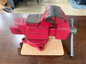 Red Cast Iron Bench Vise Made in USA