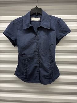 Hollister Navy Blue Button-Up Shirt