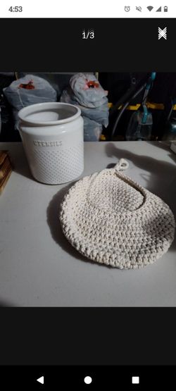 Utensils Holder And Hanging Fruit Basket $12 For Both