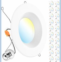 Sunco 20 Pack Recessed Lighting 6 Inch, Retrofit Can Lights, 965LM, 13W (75W Equivalent), Selectable CCT 2700K/3000K/3500K/4000K/5000K, Dimmable, Baff