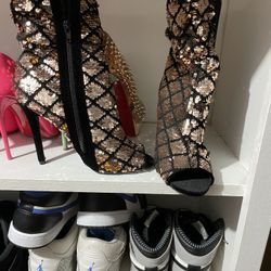 Sequin Bootie Heels 