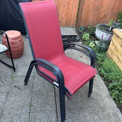 4 Stacking Red Outdoor Patio Chairs 