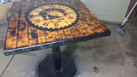 Custom Wood Table- Deer and Clock Design