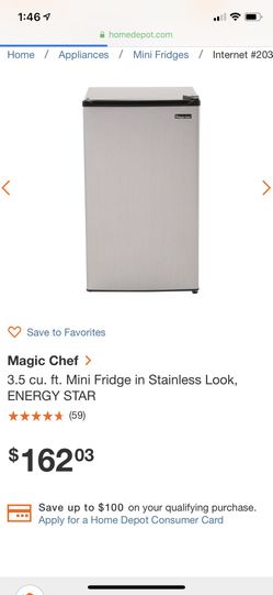 magic chef hmbr350se1 Magic Chef 3.5 cu. ft. Mini Fridge in Stainless Look, ENERGY STAR