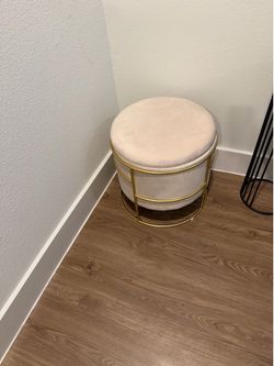 Velvet Storage Ottoman with Gold Base