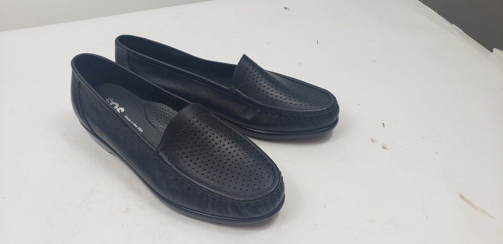 SAS Womens Black Leather Loafers Slip on Casual Comfort Shoes Size 9.5 W