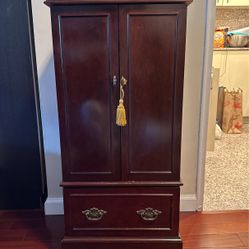 Solid Wood Antique Jewelry Armoire 