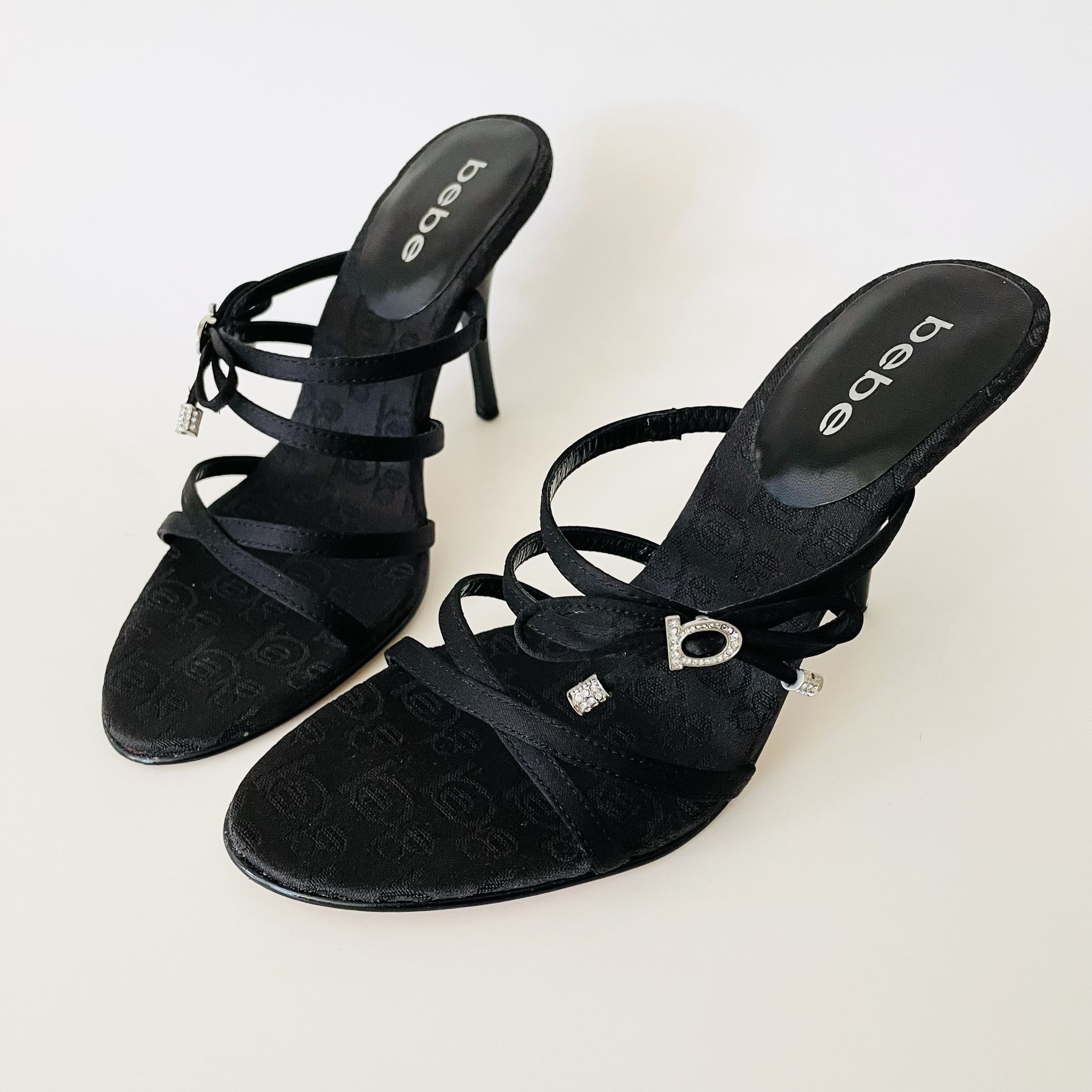 Black Bebe 3.5 Inch High Heel Sandals Like New