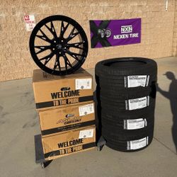 19x8.5 Aslan A5 Gloss Black Wheels + 235/40R19 Tires – 5x114.3 – Brand New – Package Deal