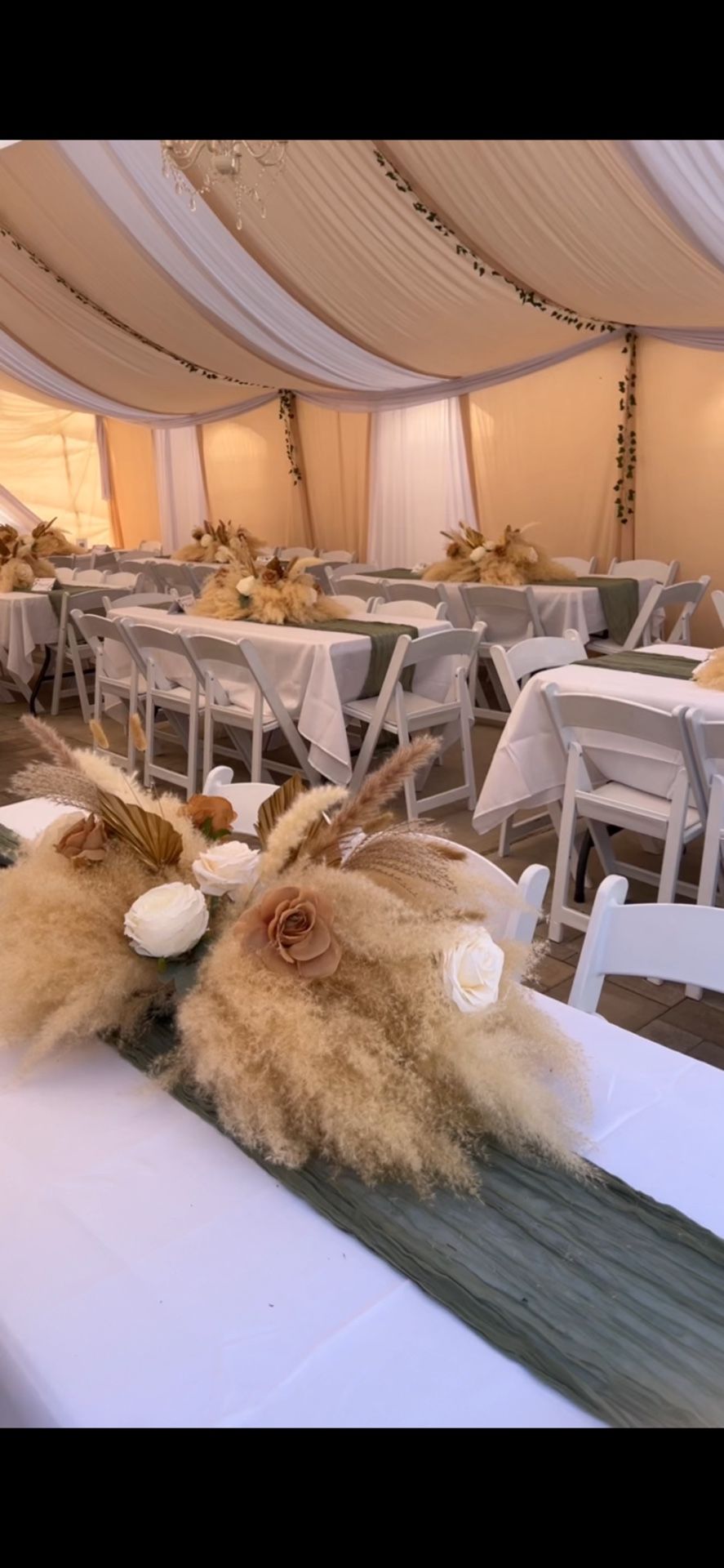 Pampas and dried floral centerpieces