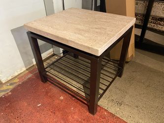 BERNHARDT Tempo Travertine Top Square Side Table