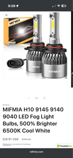 MIFMIA H10 9145 9140 9040 LED Fog Light Bulbs, 500% Brighter 6500K Cool White