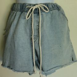 New! Distressed Jean Drawstring Shorts