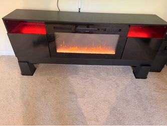 Electric Fireplace TV Stand / Entertainment Center – Heater & Multi-Color Flames