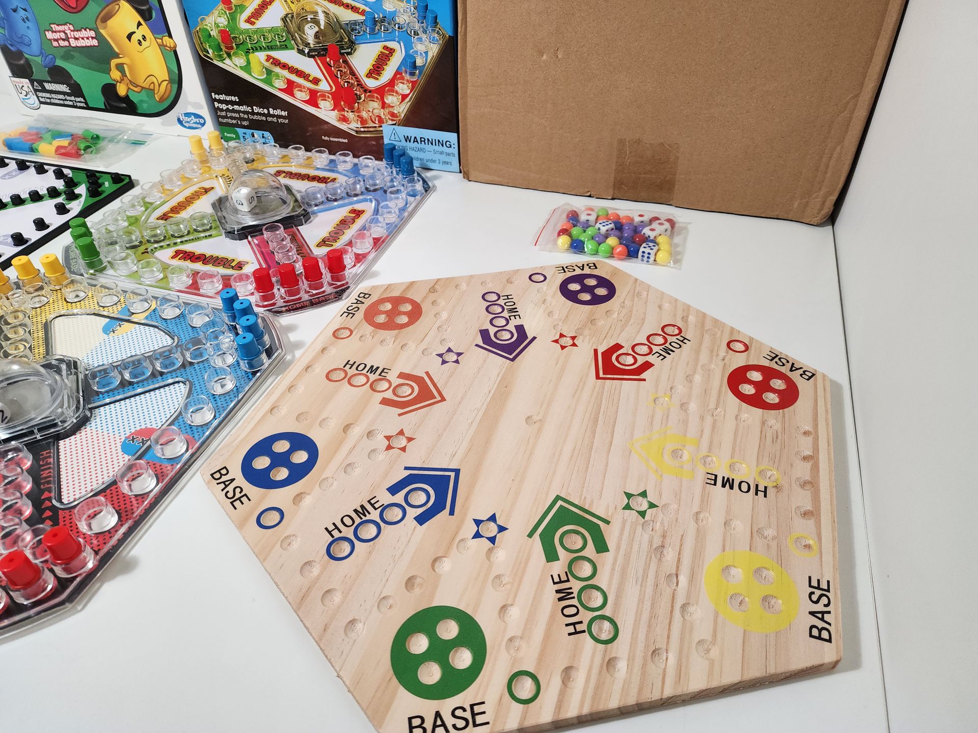 Aggravation Board Game, Trouble Game Pop-O-Matic Board Games
All for $85
● Aggravation Board Game Original Marble Game Double Sided Painted