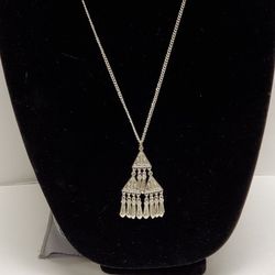 Silver Tone Southwestern Style Dangle Necklace Silver 29 inch