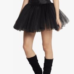 Black Tutu Petticoat Ballet Bubble Dance Skirt Short Waist 20” Length 14”