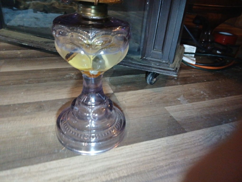 Amethyst Glass Lamp Oil Rustic Vibe 