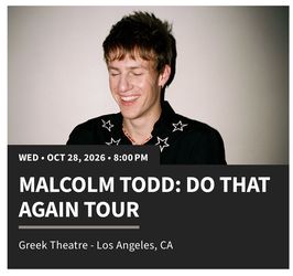 Malcolm Todd Pit Ticket for September 30th