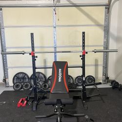 Weight Bench, Bar and Weights 