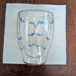 Dolphin Glass Tumbler – Double-Wall 250ml Cup – Brand New in Box
