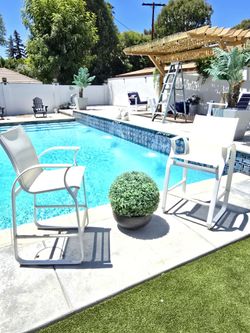 White Outdoor Patio Mesh Barstool (Set Of 5)