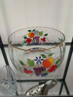 Frutero de cristal pintado a mano
