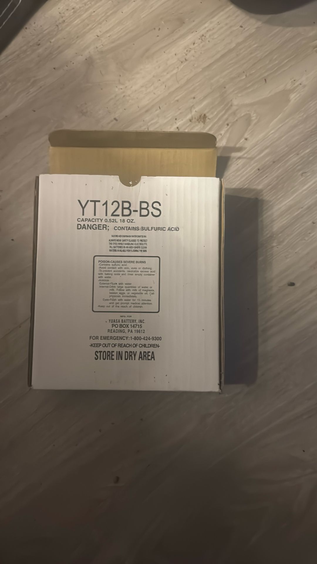 Yuasa YUAM6212B YT12B-BS Maintenance Free AGM Battery with Acid pack
