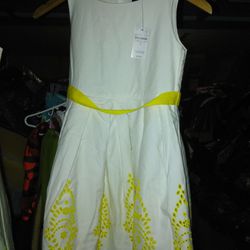 Beautiful "EASTER" White & Yellow Trimmed Dresses 👗 By Landsend (2 Sz. 14 & 1 Sz. 7)