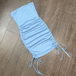 Blue Tube Ruched Dress