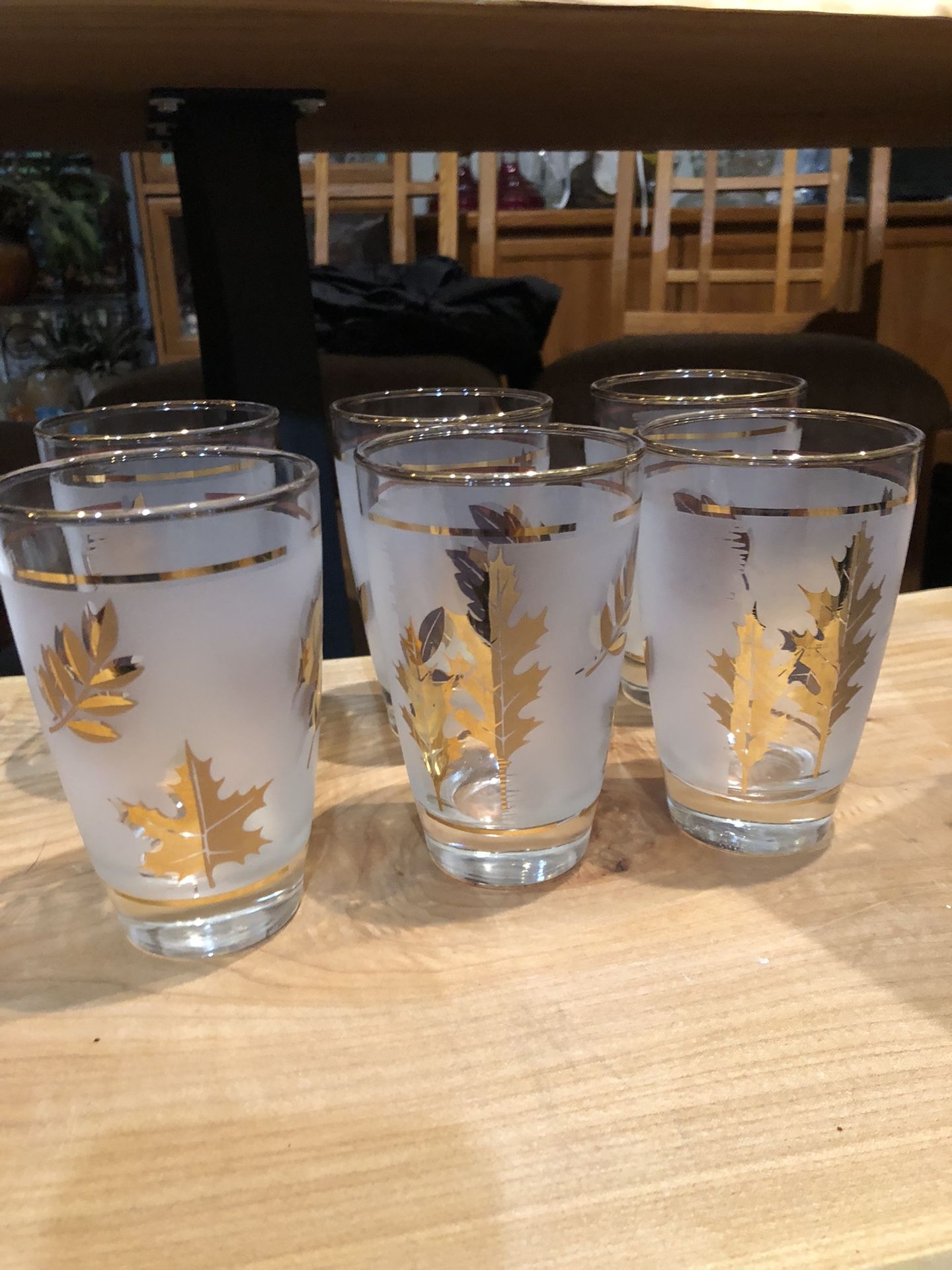 Mid Century Libbey Golden Foliage Tumblers