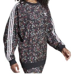 Adidas Originals Black Floral Long Sleeve Oversized Sweatshirt Butterfly Set