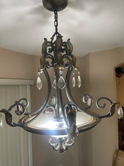 Wrought Iron Crystal Chandelier