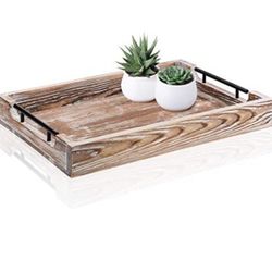 Large Ottoman Tray with Handles - 16.5"x12" - Coffee Table Tray - Rustic Tray for Ottoman - Wooden Trays for Coffee Table - Wooden Serving Trays for O