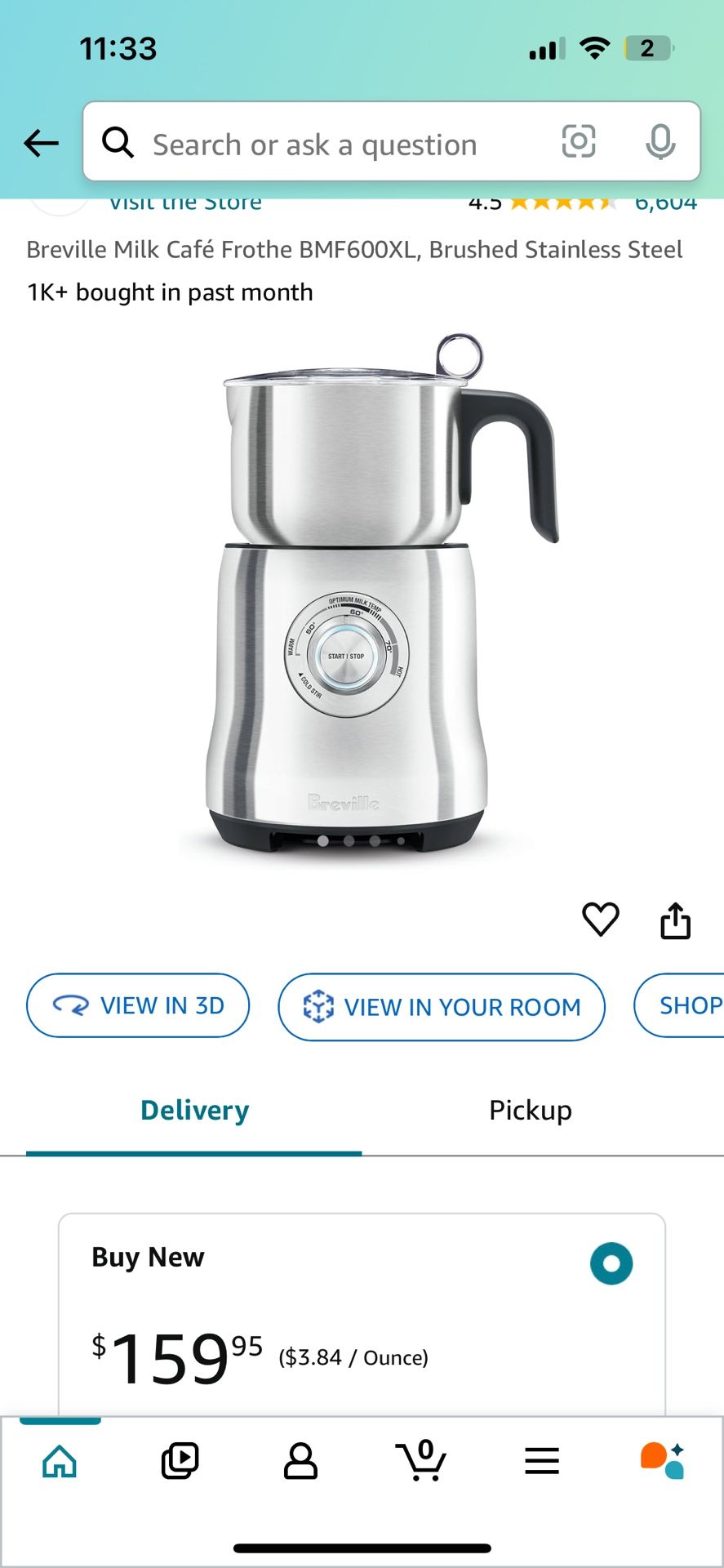 Breville BMF600XL Milk Cafe Milk Frother - Silver
