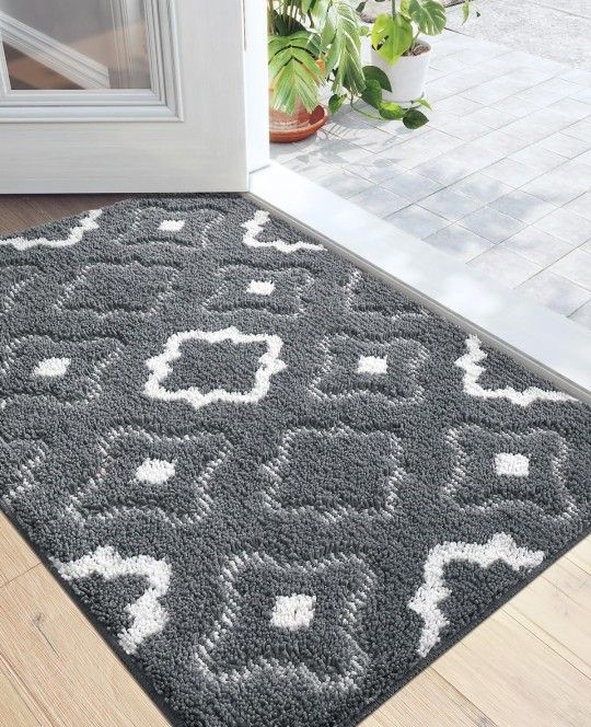 Door Mats Indoor, Absorbent Non Slip Front Door Rugs for Inside House,36"x24", Grey