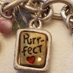 CAT CHARM BRACELET (8"long)☆very Cute ☆ Adult Or Child