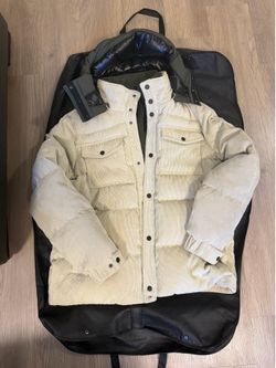 Moose Knuckles Souris Down Puffer Jacket XL Beige Corduroy Olive Hood